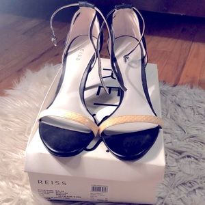 REISS Black Ankle Strap Occasion Heels